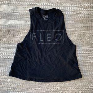 Fleo Muscle Racerback Crop Tank in Black